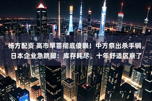 杨方配资 高市早苗彻底傻眼！中方祭出杀手锏，日本企业急跳脚：库存耗尽，十年舒适区崩了